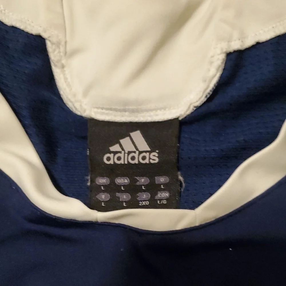 Adidas Navy and White Sleeveless Top Y2K